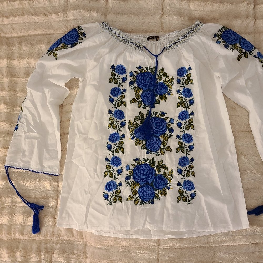 Hand Embroidered Mexican Blouse